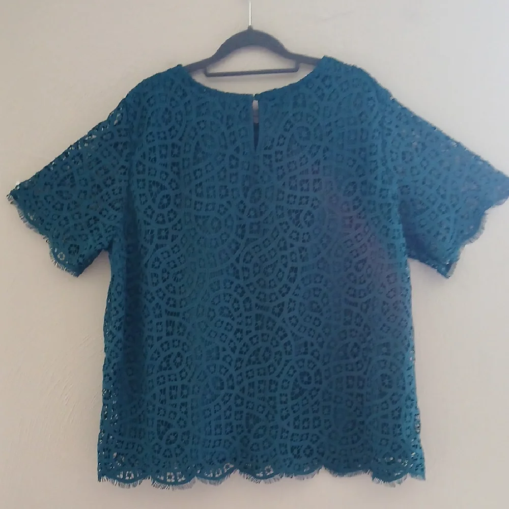 Philosophy Teal Lace Short Sleeve Blouse Sz XXL - Picture 4 of 8